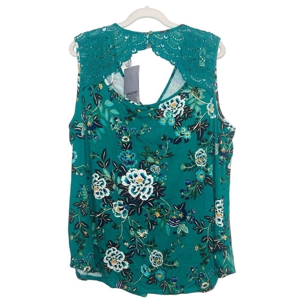 Daniel Rainn green floral lace sleeveless top NWT - Picture 3 of 6